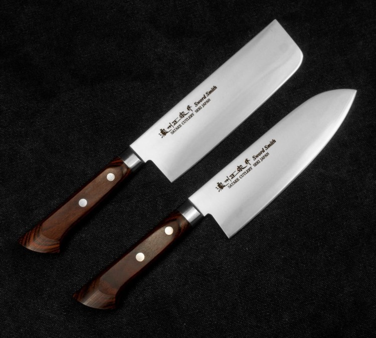 Satake Unique Shirogami Zestaw 2 Noży Santoku 17cm i Nakiri 17cm
