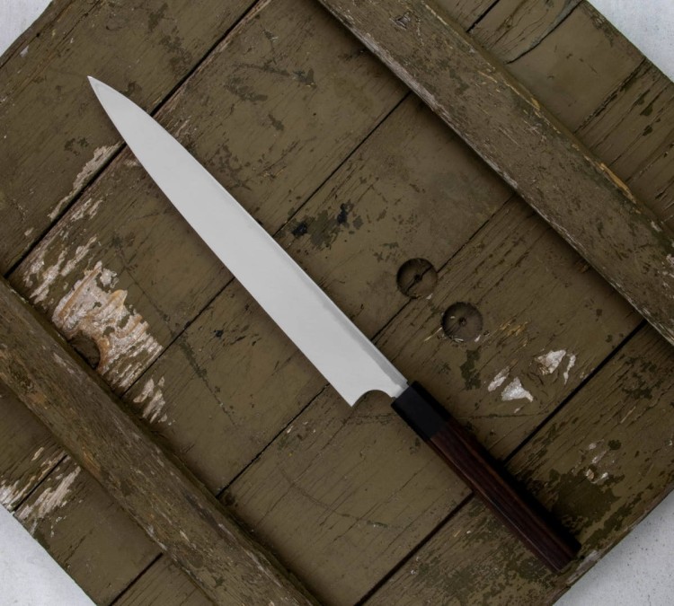 Hideo Kitaoka Shirogami Black Oktagon Nóż Yanagi 27cm