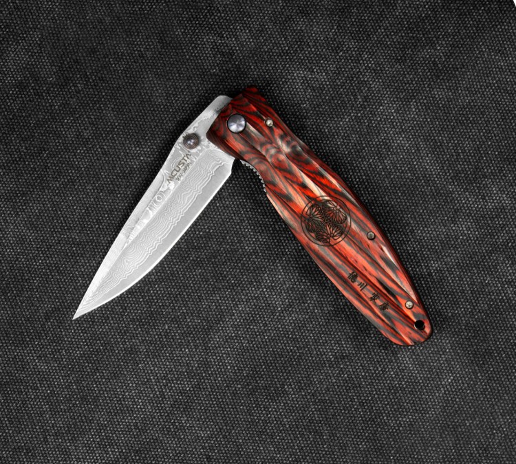 Mcusta Sengoku Red Pakka Nóż Damascus