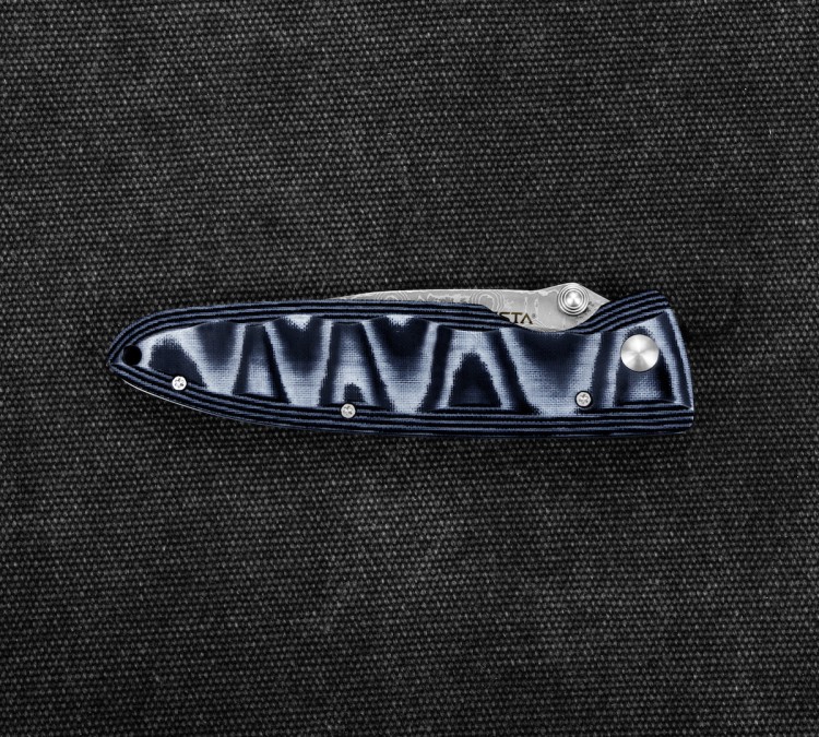 Mcusta Classic Wave Blue Micarta Nóż Damascus